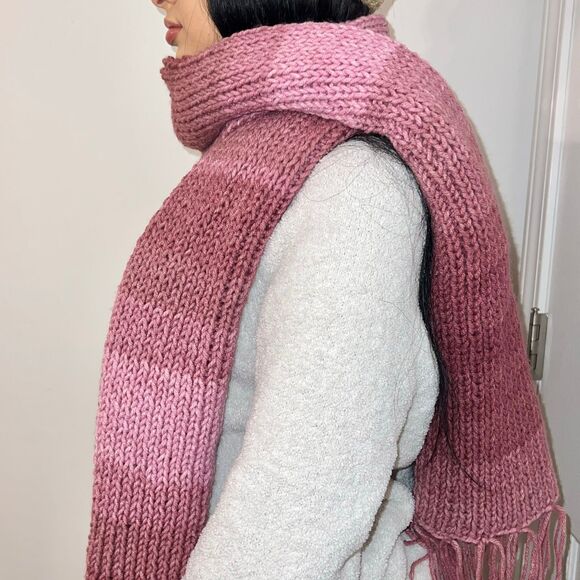 Pink Mauve Rose HANDMADE BIG AND WIDE CROCHET WINTER BLANKET SCARF! - Picture 3 of 7